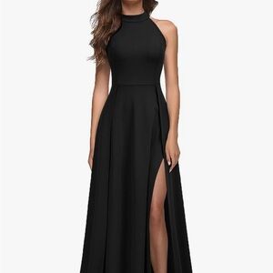 Mushare Chic Black Halter Maxi Dress